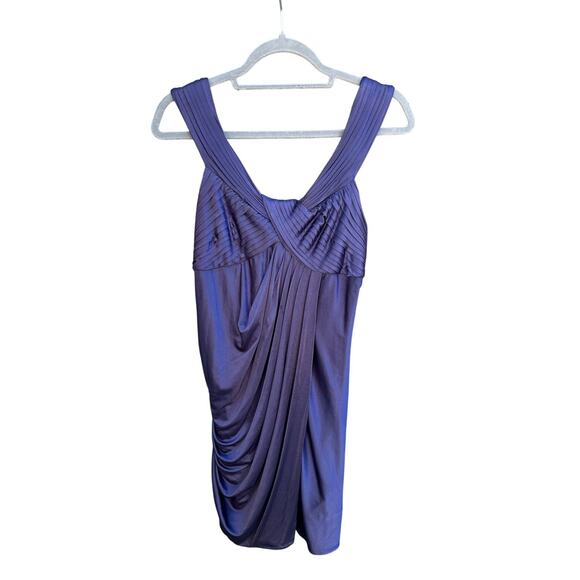 BCBG Maxazria Corella Bluish Purple‎ Ruched Drape Mini Dress - Size 6 - Picture 1 of 5